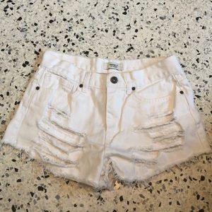 High waisted white shorts